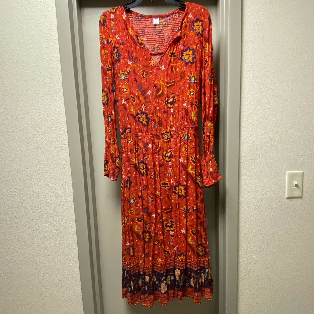Burnt orange, floral, Old navy dress.